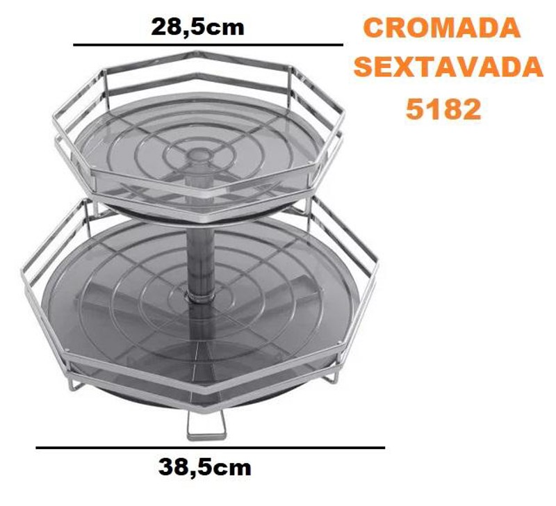 FRUTEIRA DUPLA COM VIDRO FUME SEXTAVADA GIOSUL - 5182/40 ONIX