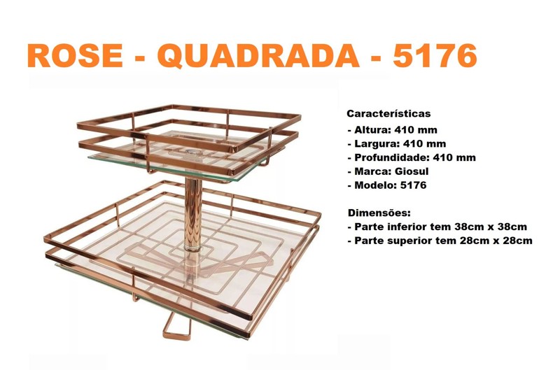 FRUTEIRA DUPLA COM VIDRO GIOSUL QUADRADA - 5176/30 - ROSE
