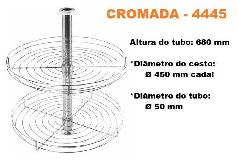 FRUTEIRA GIRATORIA DE 450MM COM 02 CESTOS GIOSUL - 4445 CROMADA