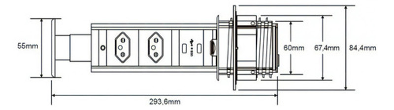 TORRE MULTIPLUG COM 01 TOMADA, 02 USB E INDUCAO RENNA - 3.650.7242 PRETA