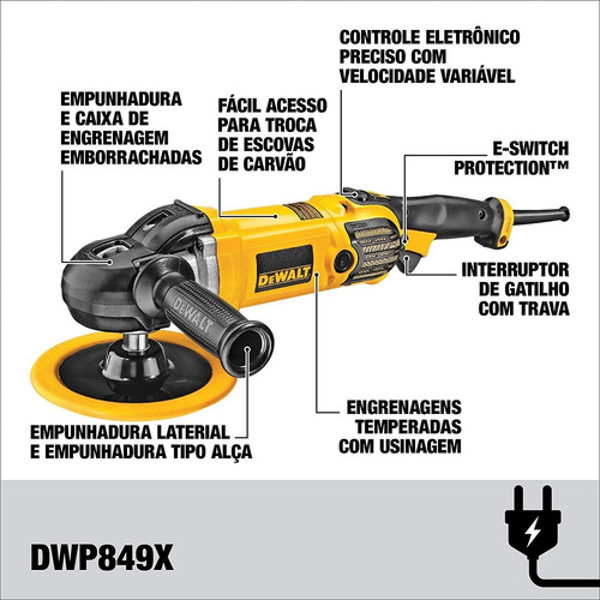 POLITRIZ LIXADEIRA 7" COM 1250W DEWALT - DWP849XB2 220V