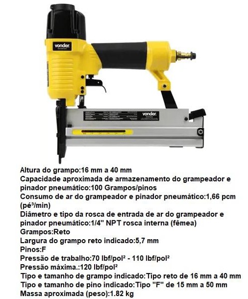 GRAMPEADOR PINADOR PNEUMATICO VONDER - GP.201 - 62.58.000.201