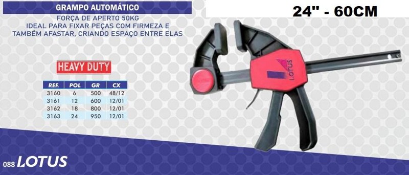 GRAMPO PRESSAO AUTOMATICO 24" 60CM LOTUS - REF.3163