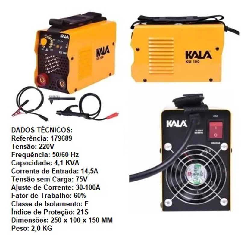 INVERSOR SOLDA 100A KSI MMA KALA 220V