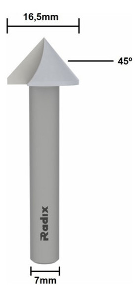 ESCAREADOR CONICO CORTE LISO 16,5MM DE 45° RADIX - 22D1650.07