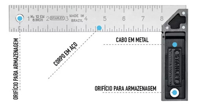 ESQUADRO ALUMINIO INOX DE 10" 250MM STANLEY - 46-534