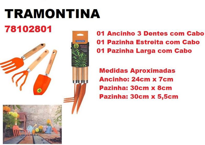 JOGO DE 03PCS COM KIT PARA JARDIM TRAMONTINA - 78102801