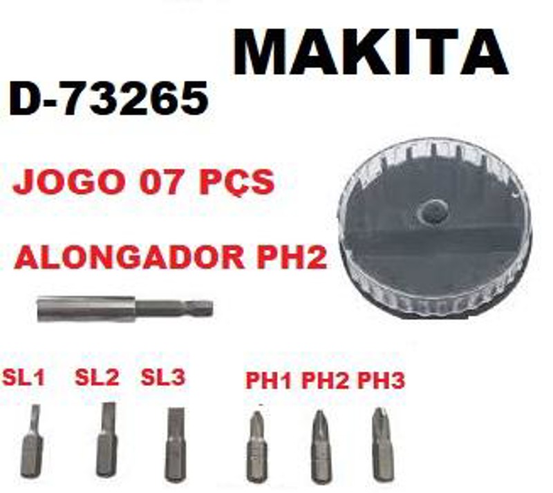 JOGO DE 07PCS COM PONTAS E ESTOJO REDONDO MAKITA - D-73265