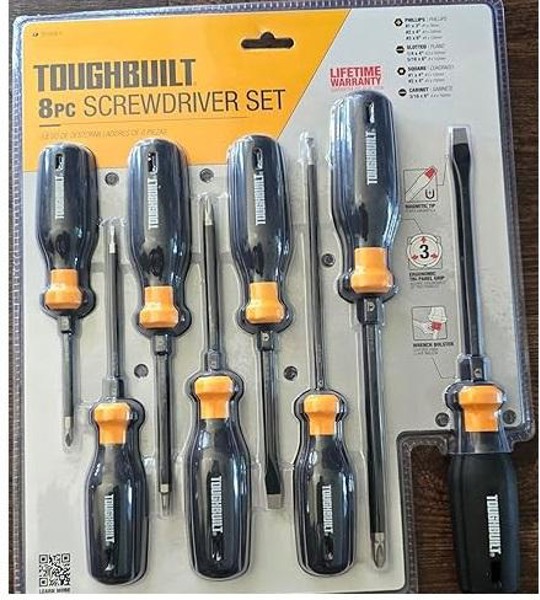 JOGO DE 08PCS COM CHAVE FENDA E PHILLIPS TOUGHBUILT - TB-H5S8-A