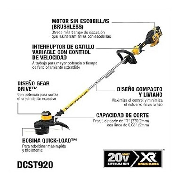 APARADOR DE GRAMA BATERIA 20V DEWALT - DCST920B-B3