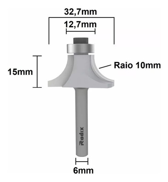 FRESA DE ARRENDODAR COM ROLAMENTO D-32.7MM E HASTE DE 6MM RADIX - 1974115.01