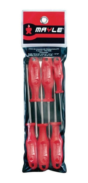 JOGO DE 06PCS COM CHAVE FENDA E PHILLIPS MAYLE - 132102M
