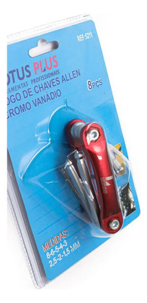 JOGO DE 08PCS COM CHAVE ALLEN EM CANIVETE LOTUS - REF.5211