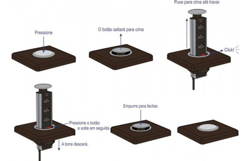 TORRE MULTIPLUG COM 03 TOMADAS SEM USB RENNA - 3.650.7297 PRETA