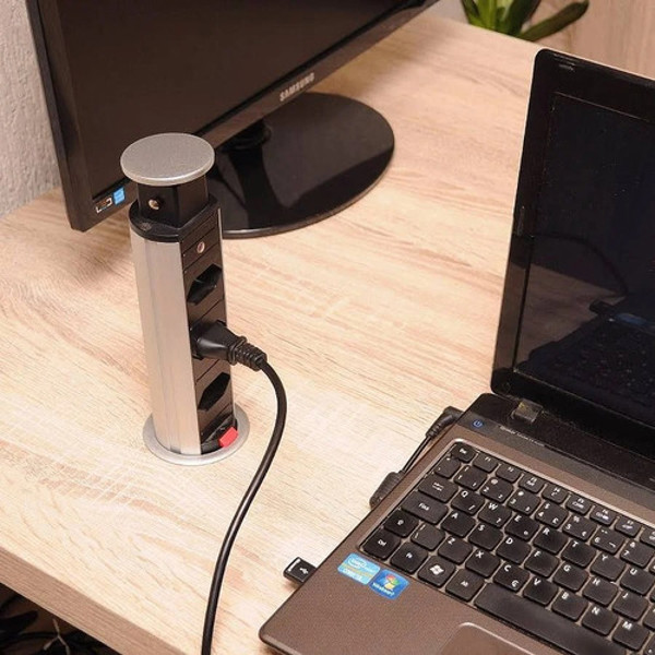 TORRE MULTIPLUG COM 03 TOMADAS SEM USB RENNA - 3.650.7297 PRETA