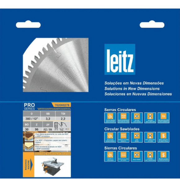 DISCO CORTE MDF DE 300MM COM 96 DENTES LEITZ - 762008278