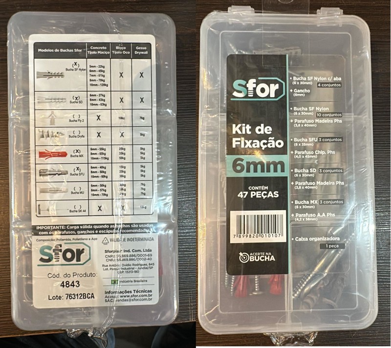 KIT COM 47PCS S06 PEQUENO COM BUCHA E PARAFUSO 06MM - 4843