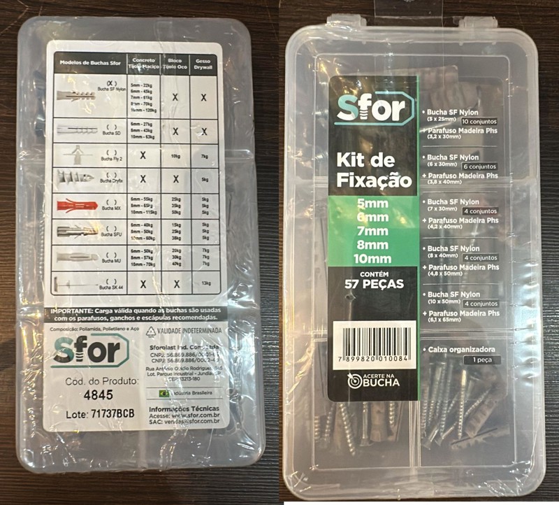 KIT COM 57PCS COM BUCHA E PARAFUSO FIXACAO - 4845