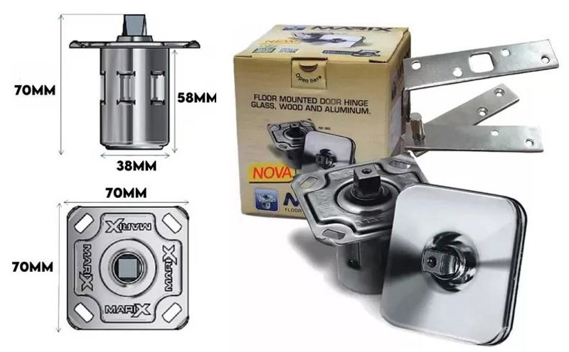 MOLA MARIX DE PISO PARA PORTA DE MADEIRA COM AMORTECEDOR - 120KG 197i