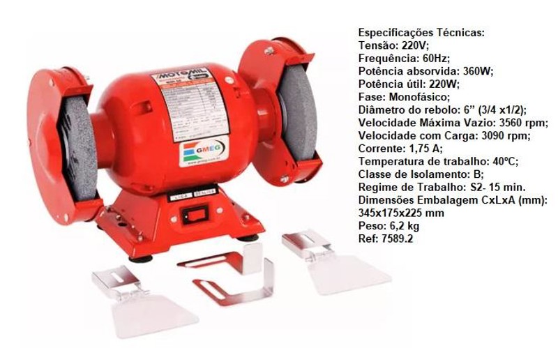 MOTOESMERIL MMI-50 COM 360W 60HZ MOTOMIL - 0007589.2 220V