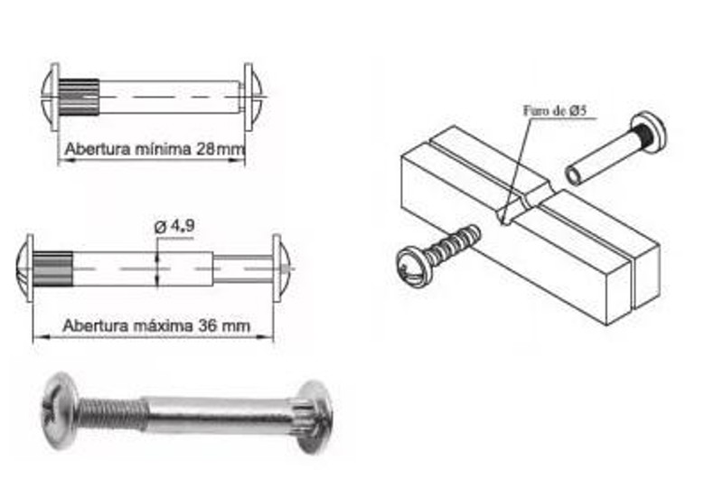 PARAFUSO DE UNIAO NIQUELADO 30-40MM FGVTN - CROMADO