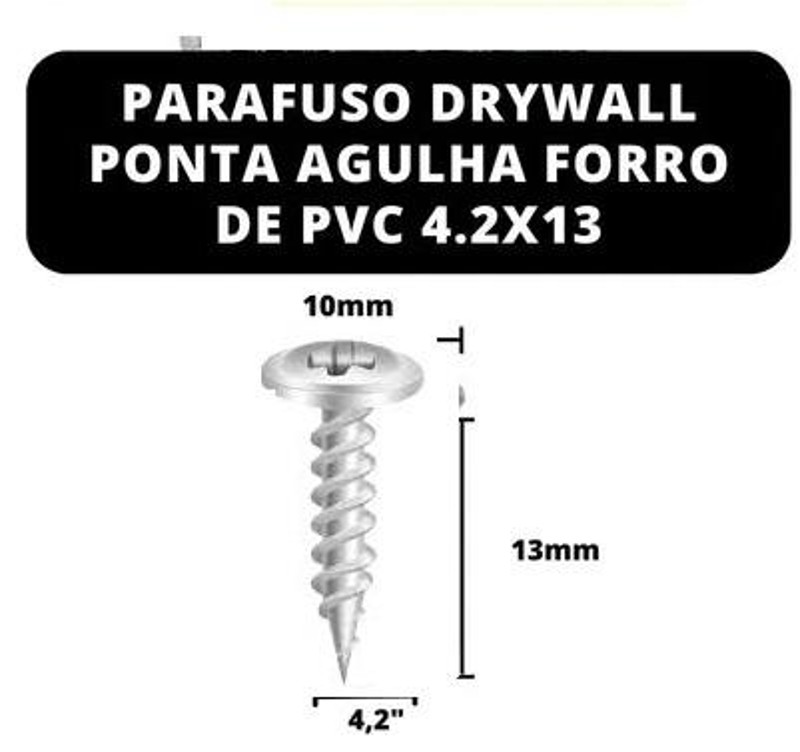 PARAFUSO PONTA AGULHA PARA DRYWALL - 4,2X13MM COM 500 UNIDADES