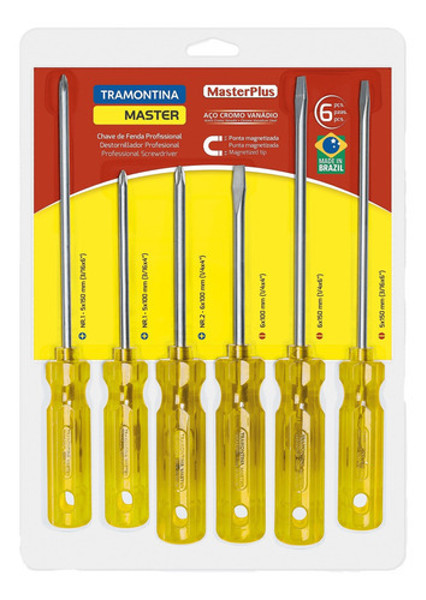 JOGO DE 06PCS COM CHAVE FENDA E PHILLIPS TRAMONTINA - 41530506
