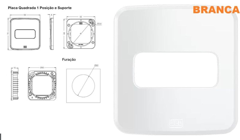 PLACA WEG EMBUTIR COM 01 POSICAO - BRANCO 13668665