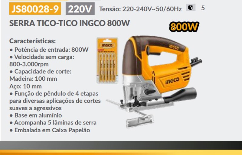 SERRA TICO TICO ELETRICA COM 800W INGCO - JS80028-9