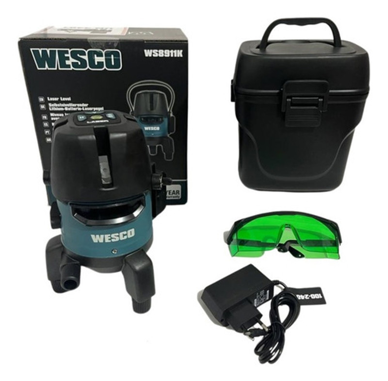 NIVEL A LASER VERDE ROTATIVO DE 7MTS COM MALETA WESCO - WS8911K