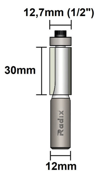 FRESA RETA COM ROLAMENTO DE 30MM E HASTE DE 12MM RADIX - 1712730.06