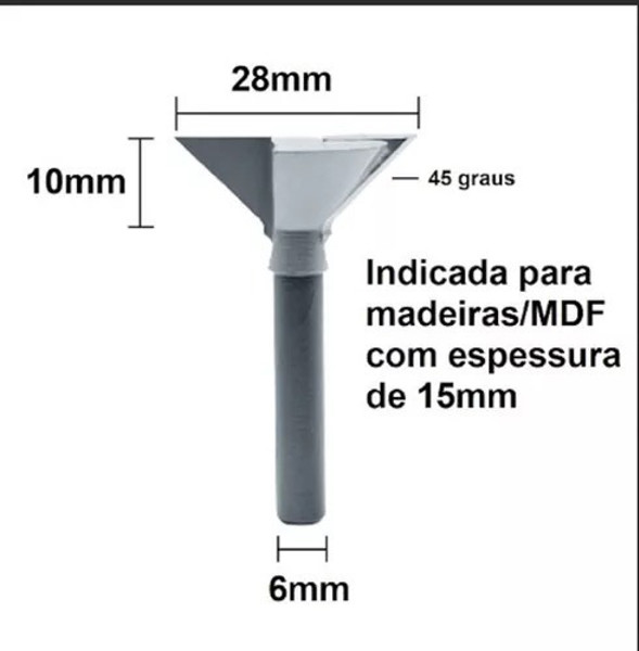 FRESA PERFIL CAVA 45° DE 28MM COM HASTE 06MM RADIX - 2059085.01