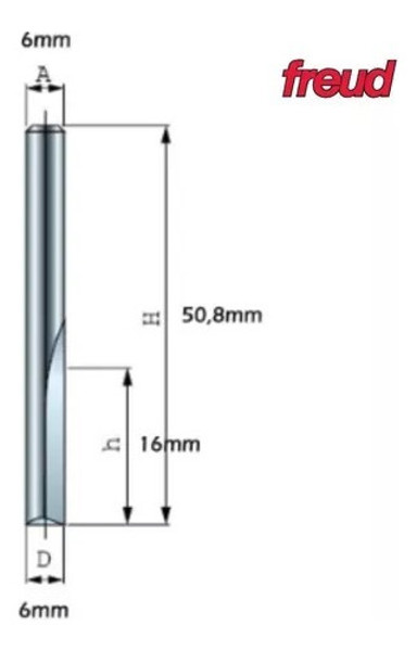 FRESA RETA DE 06MM X 16.0MM COM HASTE DE 06MM FREUD - 04-11406P