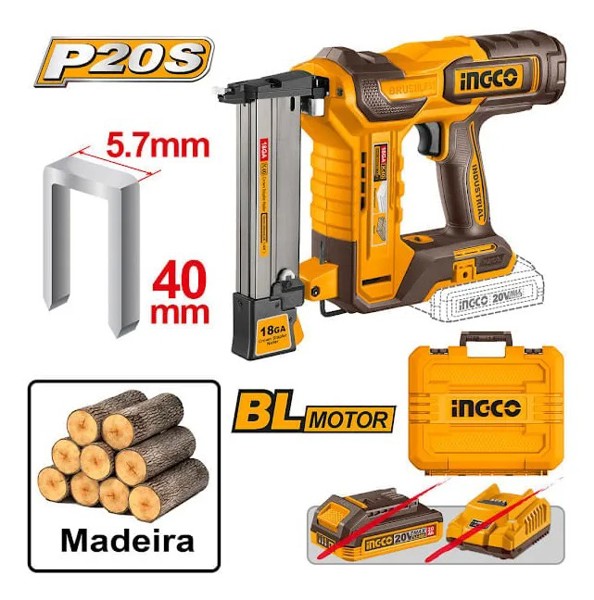 GRAMPEADOR INGCO 18GA BATERIA 20V K40MM  -  CCSNLI6005