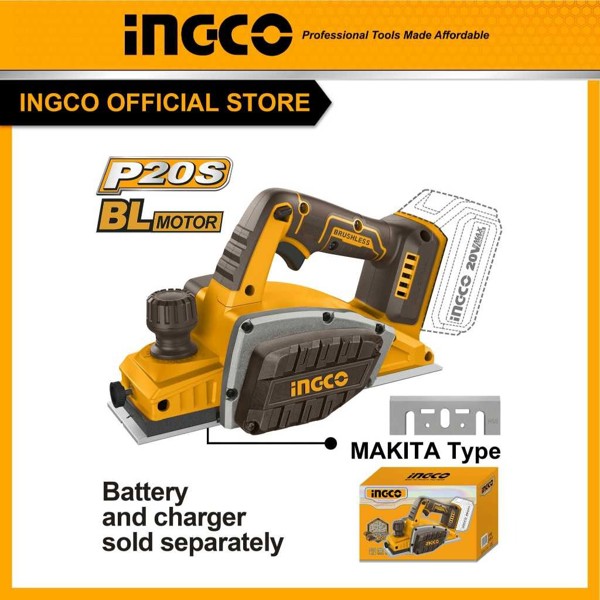 PLAINA A BATERIA 20V 82MM BRUSHLESS INGCO - CRLI20401