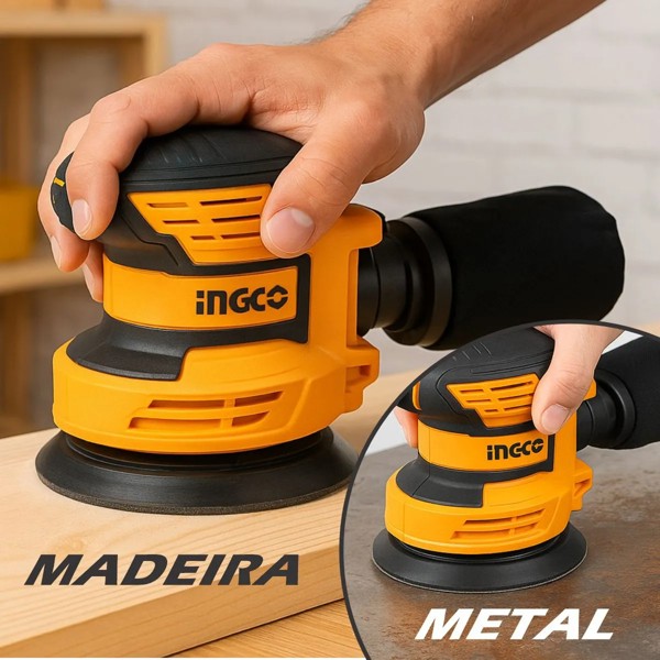 LIXADEIRA ORBITAL INGCO VELCRO A BATERIA 20V - CROSLI2002