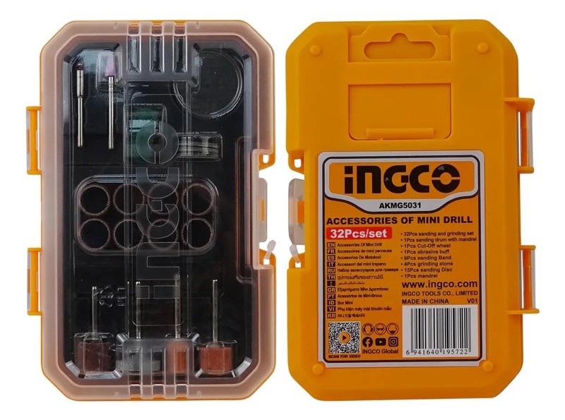 JOGO DE 32PCS COM ACESSORIOS PARA MICRORRETIFICA INGCO - AKMG5031