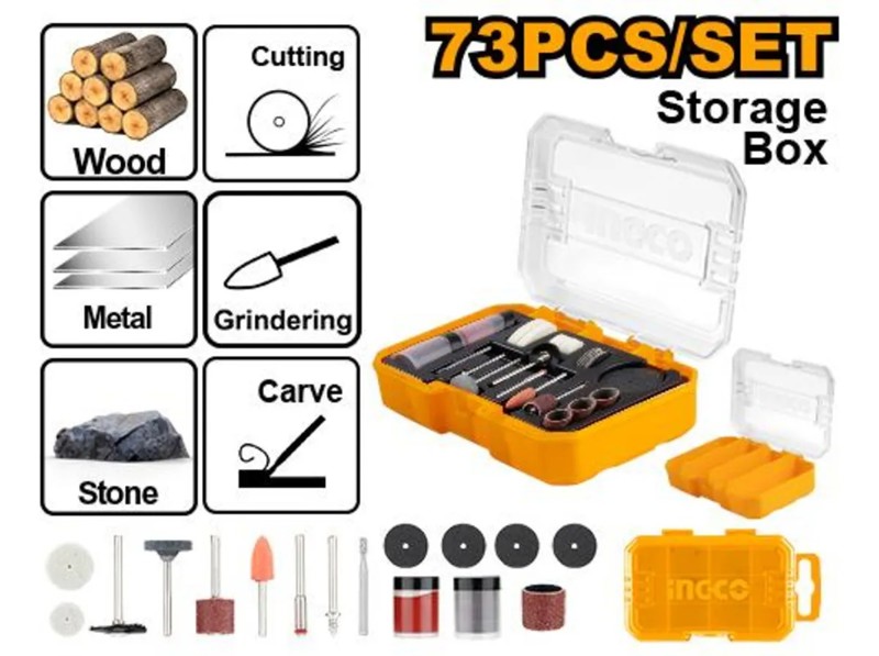 JOGO DE 73PCS COM ACESSORIOS PARA MICRORRETIFICA INGCO - AKMG7072