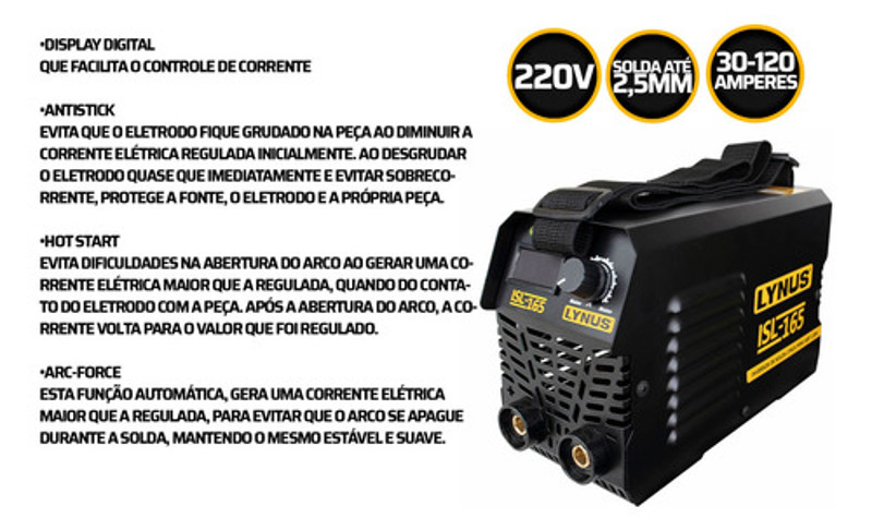 INVERSOR SOLDA 120A MMA LYNUS ISL-165S