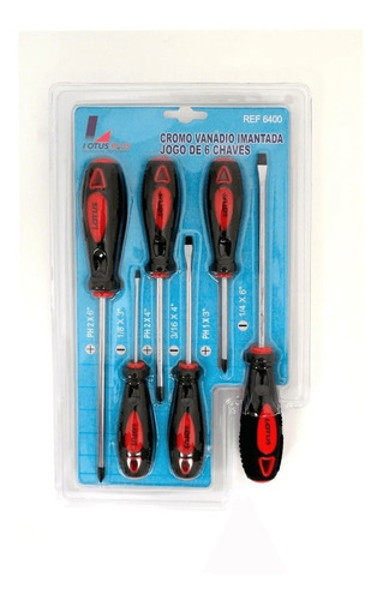 JOGO DE 06PCS COM CHAVE FENDA E PHILLIPS LOTUS - REF.6400