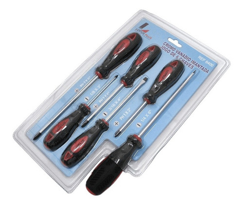 JOGO DE 06PCS COM CHAVE FENDA E PHILLIPS LOTUS - REF.6400