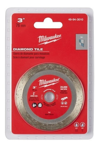 DISCO CORTE MINI SERRA DIAMANTADO 3" 76MM MILWAUKEE - 49-94-3010