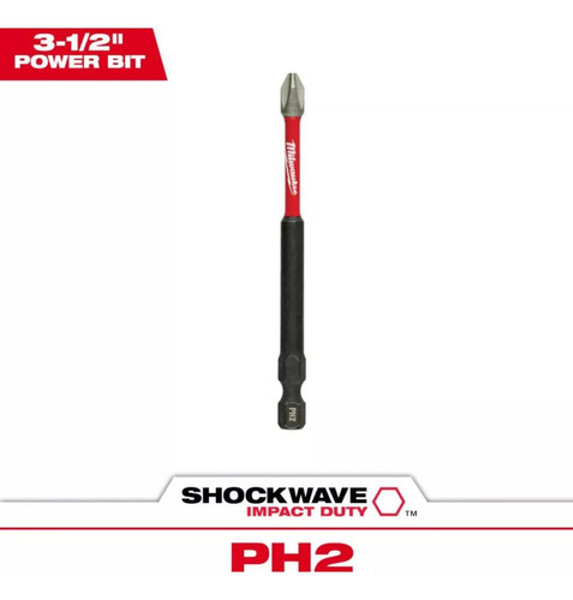 PONTA MILWAUKEE SIMPLES SHOCKWAVE PH2 COM 89MM - 48-32-4562