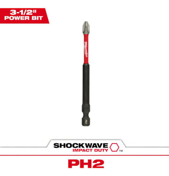 PONTA MILWAUKEE SIMPLES SHOCKWAVE PH2 COM 89MM - 48-32-4562