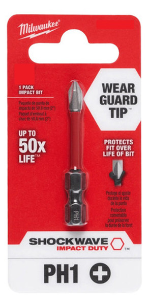 PONTA MILWAUKEE SIMPLES SHOCKWAVE PH2 COM 50MM - 48-32-4262