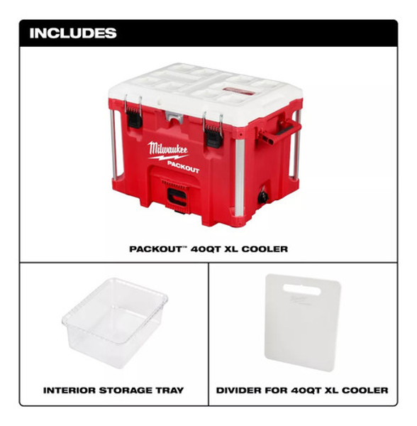 CAIXA 40QT COOLER DE 38L PACKOUT MILWAUKEE - 48-22-8462