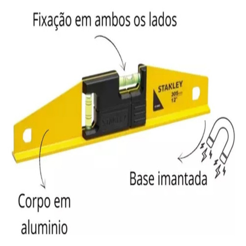 NIVEL 02 BOLHAS BASE MAGNETICA 12" 30CM STANLEY - 42-886S