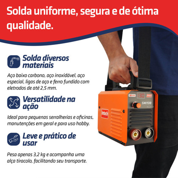 INVERSOR SOLDA 130A KSI MMA SMI130 INTEC MACH - 220V