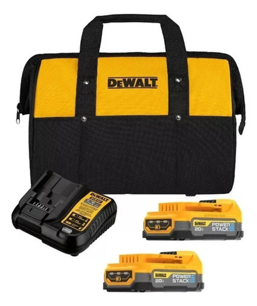 KIT 02 BATERIA 20V 1.7A POWERSTACK COM CARREGADOR E BOLSA DEWALT - DCBP034E2-BR