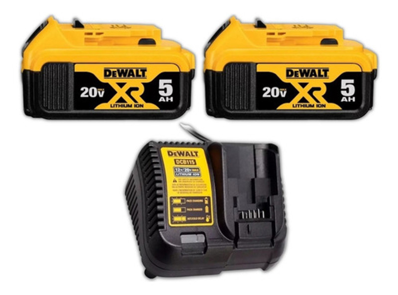KIT 02 BATERIA 20V 5.AH COM CARREGADOR E BOLSA DEWALT - DCB205C2K-BR